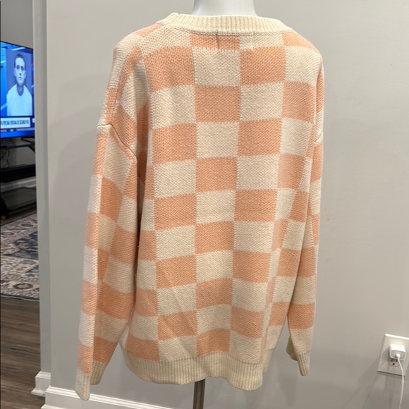 Peach Checkered Sweater with Girl and Goose Design - Picture 8 of 10